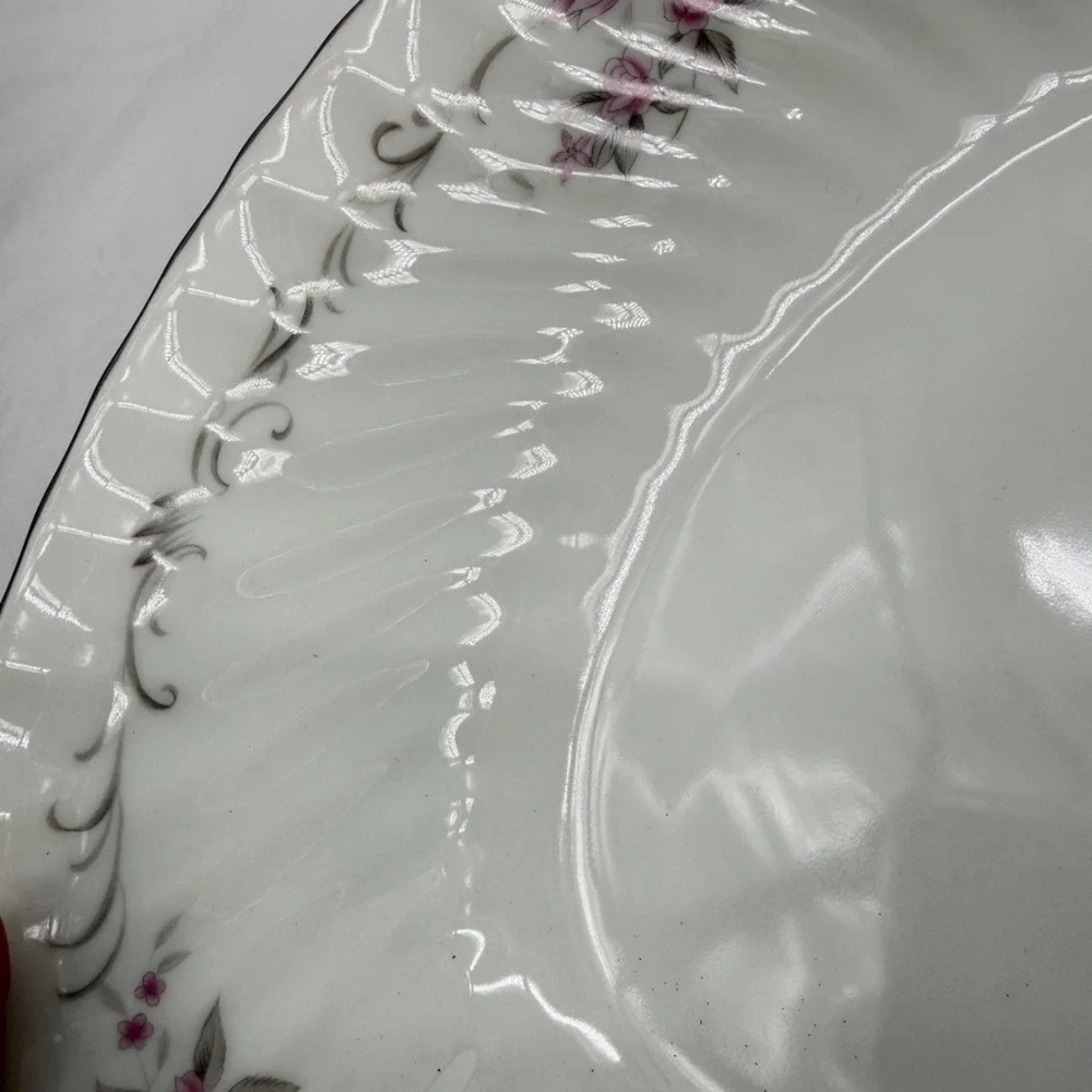 Gold Standard Vegetable Dish Baker Floral Porcelain Serving Bowl C-8 Japan OS